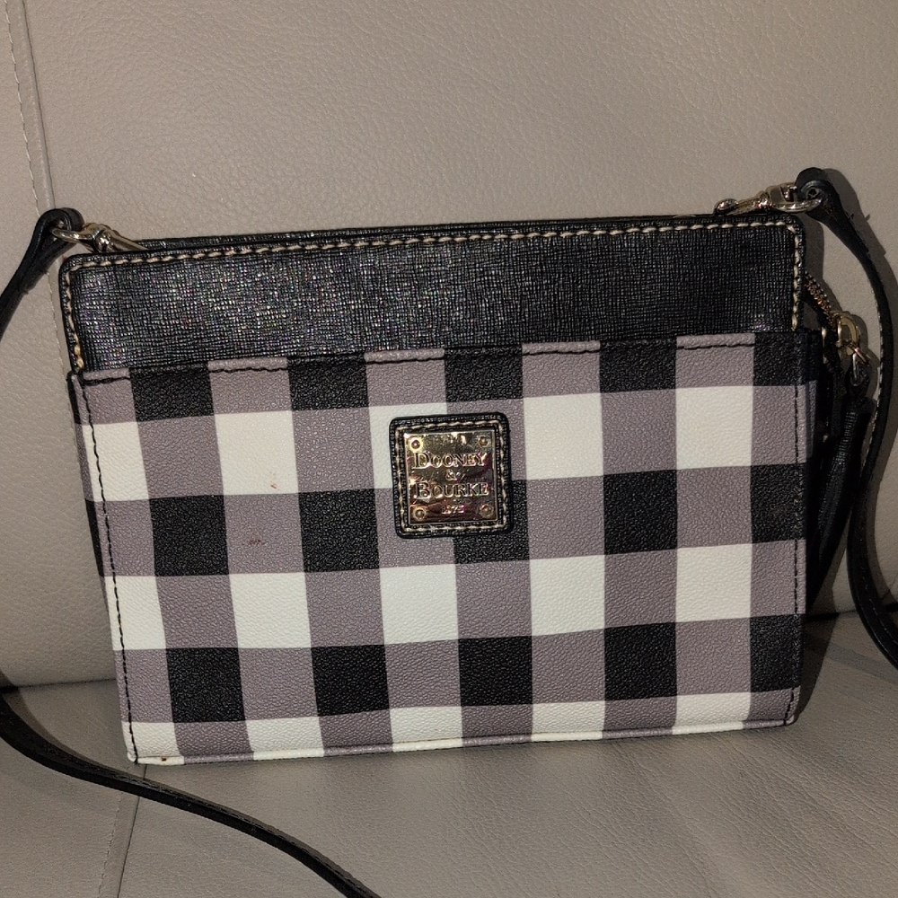 Dooney & Bourke Kenzie Buffalo Plaid In Black and White Crossbody Bag